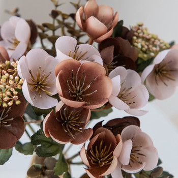 Τεχνητό λουλούδι Μεταξωτό καμέλια φύλλα ευκαλύπτου Μπουκέτο νύφης για διακόσμηση σπιτιού γάμου Αξεσουάρ Εσωτερικού εξωτερικού χώρου ψεύτικο λουλούδι