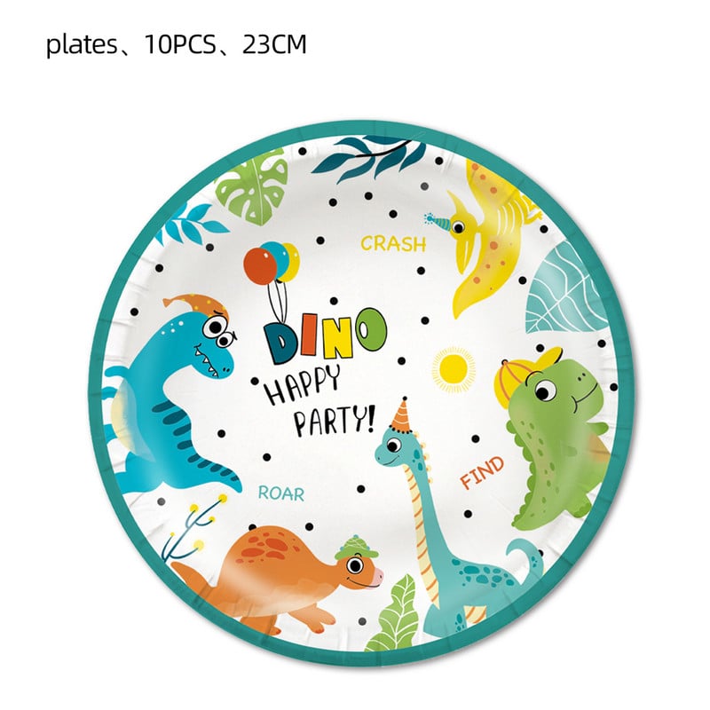 Multikad dinosauruste sünnipäevakaunistused Beebi dušš Ühekordsed taldrikud Tassid Salvrätikud Lauakate Dino sünnipäevapeotarbed