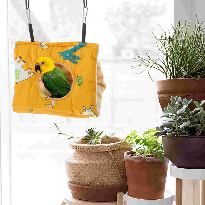 Nest House papagaiļi, papagailis, iekarināms šūpuļtīkls, ūdensnecaurlaidīgs būris putns, ziema, burvīgs kokvilnas gultas trīsstūris