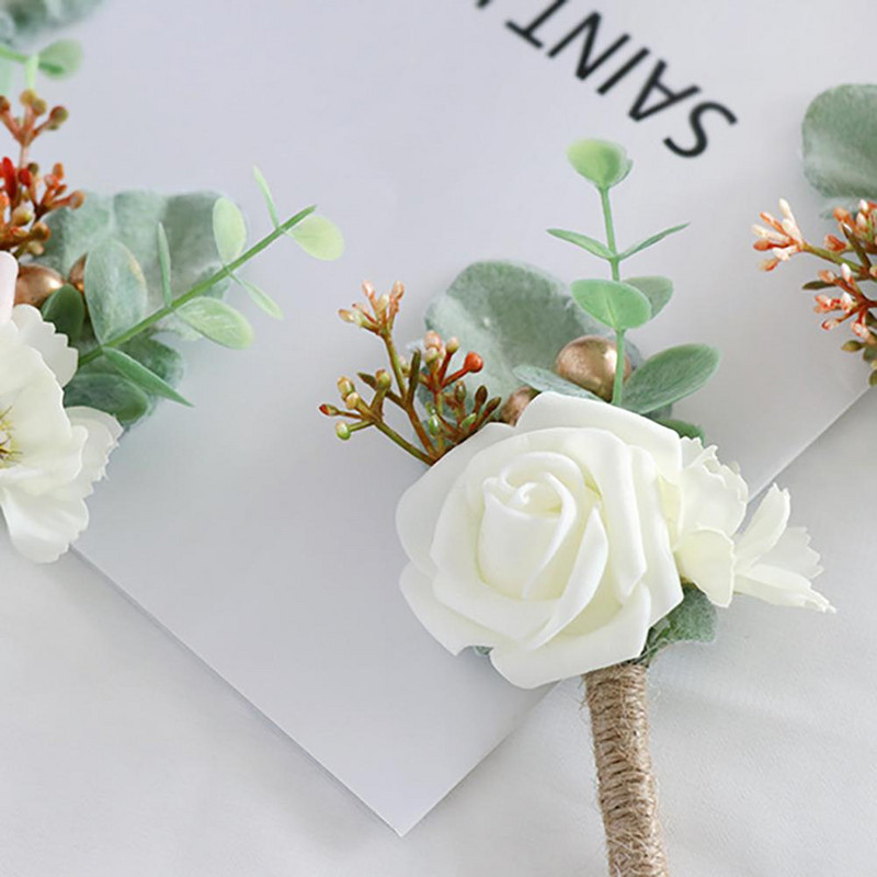 Μπουτονιέρα τριαντάφυλλου για άντρες γάμου με καρφίτσες Μπουτονιέρα γαμπρού και κουμπάρων για επίσημη τελετή γάμου Επετειακό επίσημο δείπνο