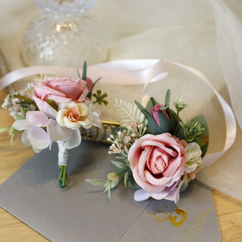 Boutonniere Flowers Corsage Pin Boutonniere Buttonhole Ανδρικό βραχιόλι γάμου Bridesmaid Wedding Buttonhole Witness Corsage