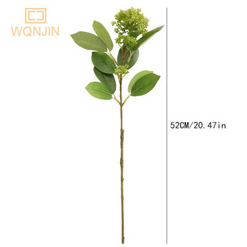 WQNJIN Υψηλής ποιότητας Μαλακή σιλικόνη Χιονόμπαλα Ορτανσία Κλαδί Μεταξωτό Τεχνητά Λουλούδια Σπίτι Διακόσμηση Γάμου Πράσινη Φλόρες Διακοσμήσεις