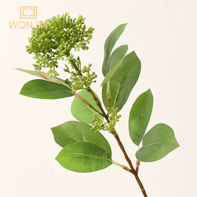 WQNJIN Augstas kvalitātes mīksta silikona sniega bumba hortenzijas zars zīda mākslīgie ziedi mājas kāzu dekori Green Flores dekorācijas