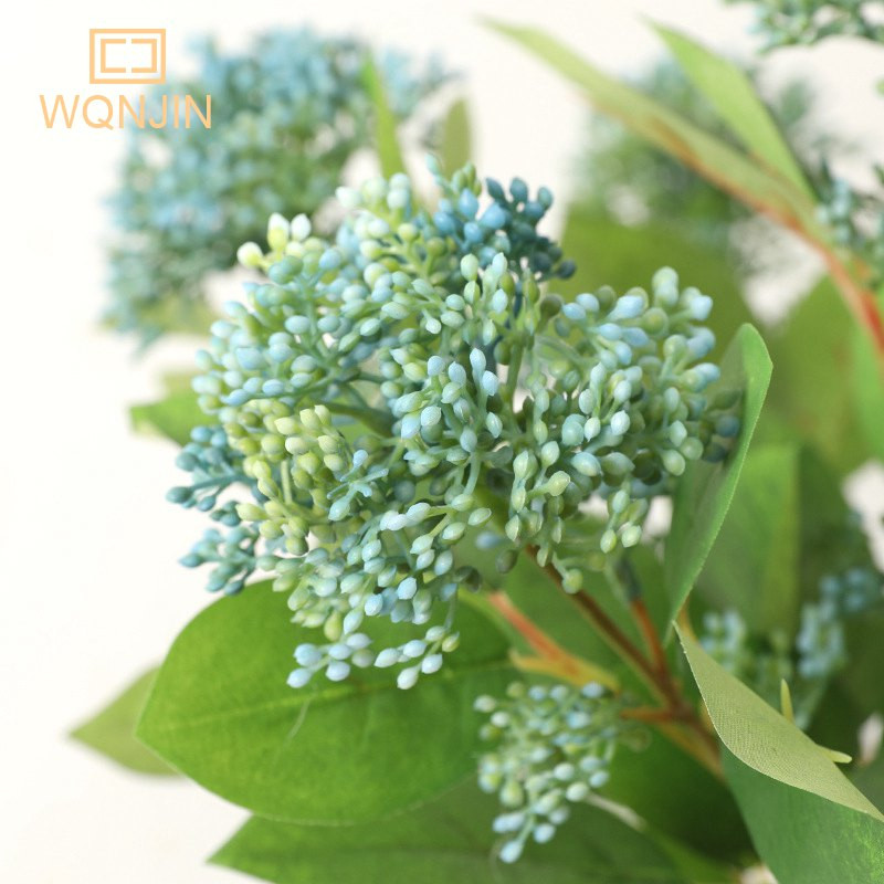 WQNJIN Augstas kvalitātes mīksta silikona sniega bumba hortenzijas zars zīda mākslīgie ziedi mājas kāzu dekori Green Flores dekorācijas