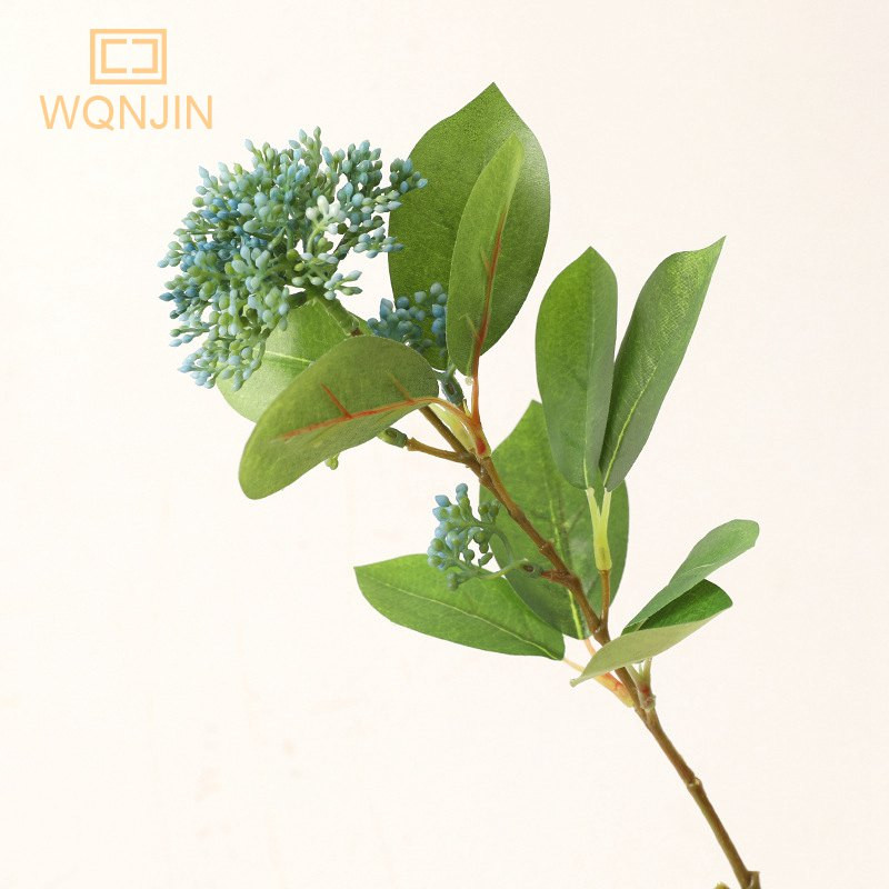 WQNJIN Augstas kvalitātes mīksta silikona sniega bumba hortenzijas zars zīda mākslīgie ziedi mājas kāzu dekori Green Flores dekorācijas