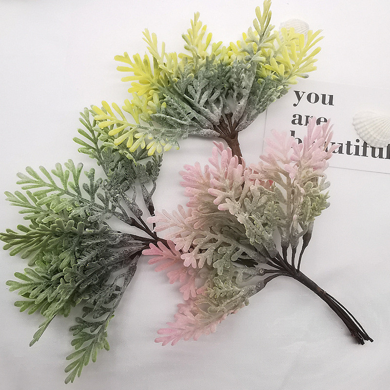 Mākslīgais eikalipta sulīgs augs DIY ziemas viltus lapas baltas zaļas kāzu mājas dekorācijas amatniecības zieds