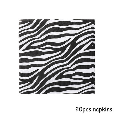 Savvaļas dzīvnieku raksts Vienreizlietojamie šķīvji Džungļu safari Dzīvnieku apdrukas salvetes Žirafes Zebra Tīģera Leoparda 1. dzimšanas dienas ballītes dekori