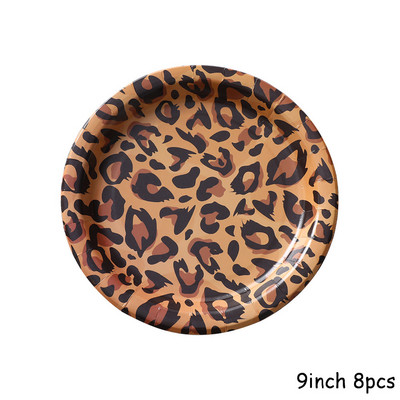 Savvaļas dzīvnieku raksts Vienreizlietojamie šķīvji Džungļu safari Dzīvnieku apdrukas salvetes Žirafes Zebra Tīģera Leoparda 1. dzimšanas dienas ballītes dekori