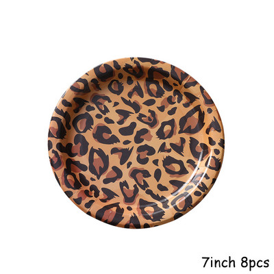 Savvaļas dzīvnieku raksts Vienreizlietojamie šķīvji Džungļu safari Dzīvnieku apdrukas salvetes Žirafes Zebra Tīģera Leoparda 1. dzimšanas dienas ballītes dekori