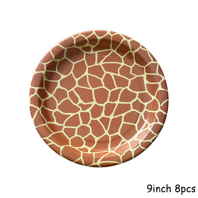 Savvaļas dzīvnieku raksts Vienreizlietojamie šķīvji Džungļu safari Dzīvnieku apdrukas salvetes Žirafes Zebra Tīģera Leoparda 1. dzimšanas dienas ballītes dekori