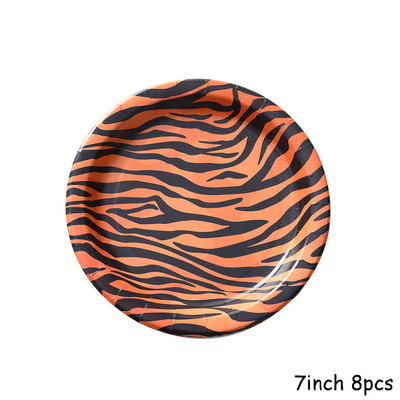 Savvaļas dzīvnieku raksts Vienreizlietojamie šķīvji Džungļu safari Dzīvnieku apdrukas salvetes Žirafes Zebra Tīģera Leoparda 1. dzimšanas dienas ballītes dekori