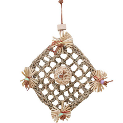 Papagaiļu virvju tīkls Dabīgs putnu rotaļlietas šūpošanās tīkls barības meklēšanai kāpšanai un spēlēšanai. Izturīgs seifs Lovebird Cockatiel Budgie Supply