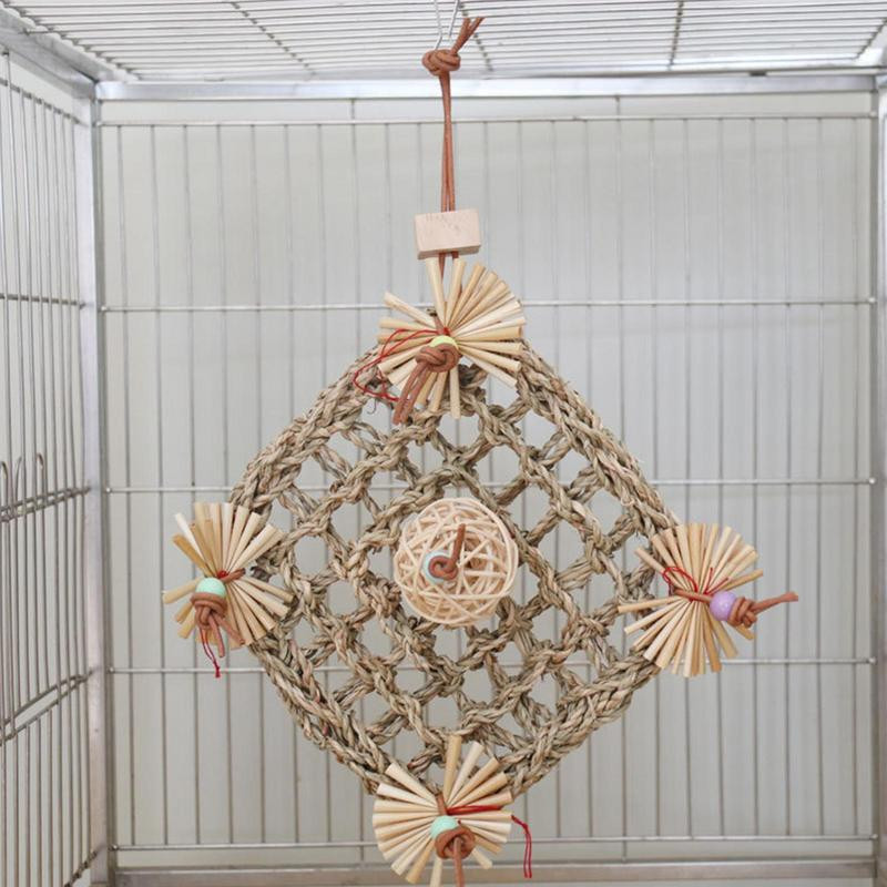 Papagaiļu virvju tīkls Dabīgs putnu rotaļlietas šūpošanās tīkls barības meklēšanai kāpšanai un spēlēšanai. Izturīgs seifs Lovebird Cockatiel Budgie Supply