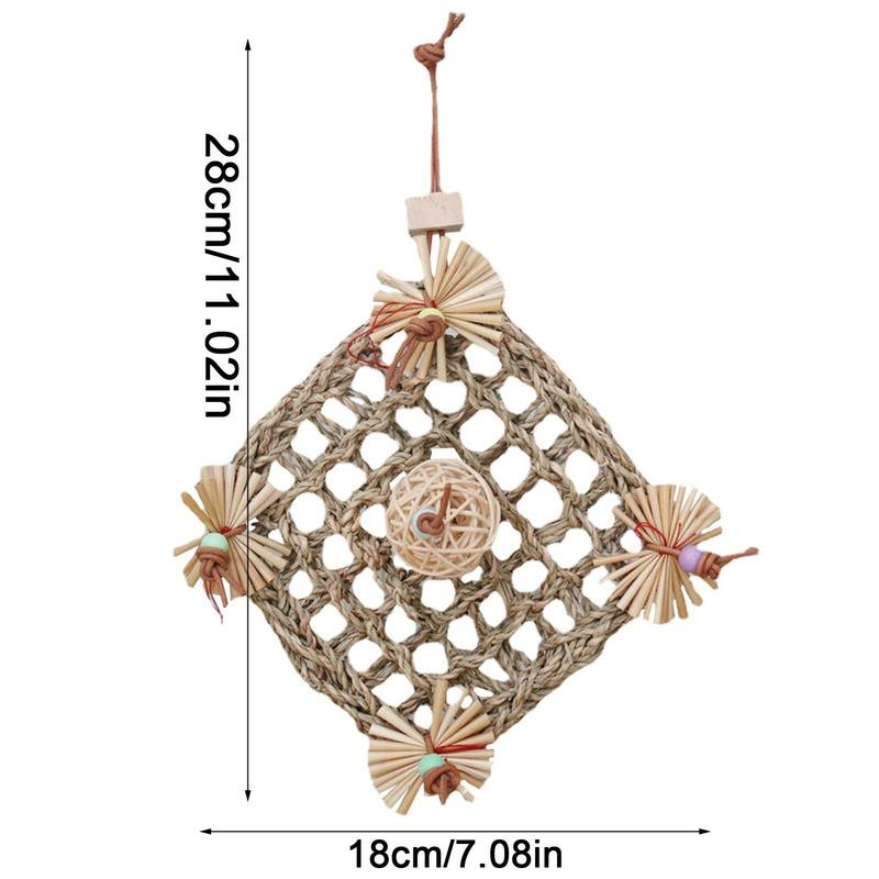 Papagaiļu virvju tīkls Dabīgs putnu rotaļlietas šūpošanās tīkls barības meklēšanai kāpšanai un spēlēšanai. Izturīgs seifs Lovebird Cockatiel Budgie Supply