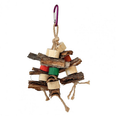 Droša mājdzīvnieku rotaļlieta Koka putnu asaru rotaļlieta pret kodumiem izturīgs statīvs maziem un vidējiem putniem, mazina garlaicību, uzlabo papagaiļu būris
