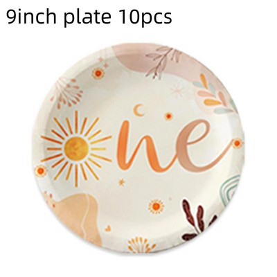 Boho Sun dzimšanas dienas svinību galda piederumi Dekorācijas papīra šķīvju glāze Salvete Reklāmkarogs Sunshine The Sun Baby Shower ballīšu dekorēšanas piederumi