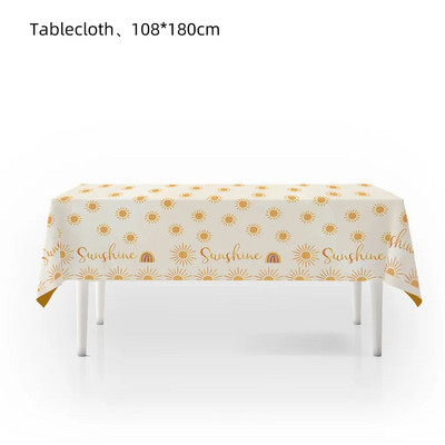 Boho Sun dzimšanas dienas svinību galda piederumi Dekorācijas papīra šķīvju glāze Salvete Reklāmkarogs Sunshine The Sun Baby Shower ballīšu dekorēšanas piederumi