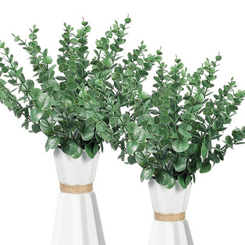 10τμχ 38cm Τεχνητά φύλλα ευκαλύπτου Πλαστικά λουλούδια μίσχοι ευκαλύπτου DIY Διακόσμηση σπιτιού γάμου Ψεύτικα φυτά