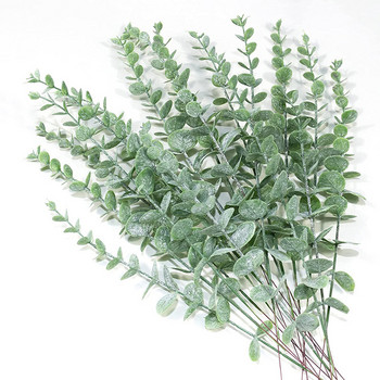 10τμχ 38cm Τεχνητά φύλλα ευκαλύπτου Πλαστικά λουλούδια μίσχοι ευκαλύπτου DIY Διακόσμηση σπιτιού γάμου Ψεύτικα φυτά