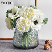 Peoniju pušķis Anemone mākslīgie ziedi kāzu līgavas pušķis viltus zīda Flores albums Kāzu mājas DIY viltus zieds