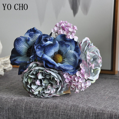 Peoniju pušķis Anemone mākslīgie ziedi kāzu līgavas pušķis viltus zīda Flores albums Kāzu mājas DIY viltus zieds