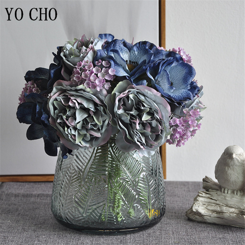 Peoniju pušķis Anemone mākslīgie ziedi kāzu līgavas pušķis viltus zīda Flores albums Kāzu mājas DIY viltus zieds