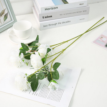 Όμορφα τεχνητά λουλούδια ανθοδέσμη υψηλής ποιότητας φθινοπωρινά τριαντάφυλλα προσομοίωση παιώνια ψεύτικο λουλούδι Διακόσμηση δωματίου για πάρτι γάμου
