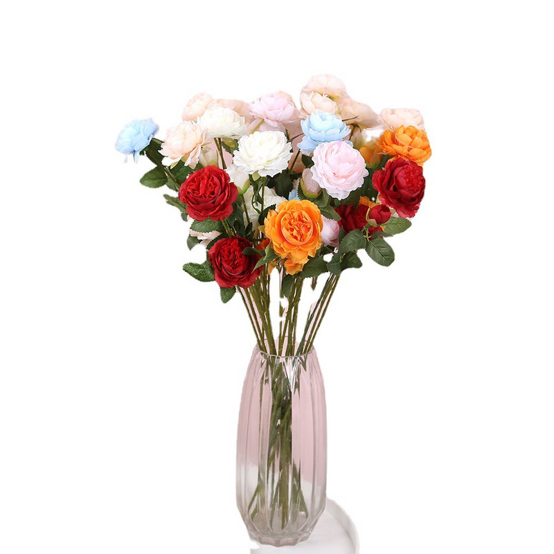 Skaists mākslīgo ziedu pušķis augstas kvalitātes rudens rozes simulācija peonija viltus ziedu mājas kāzu ballītes telpas dekorēšana