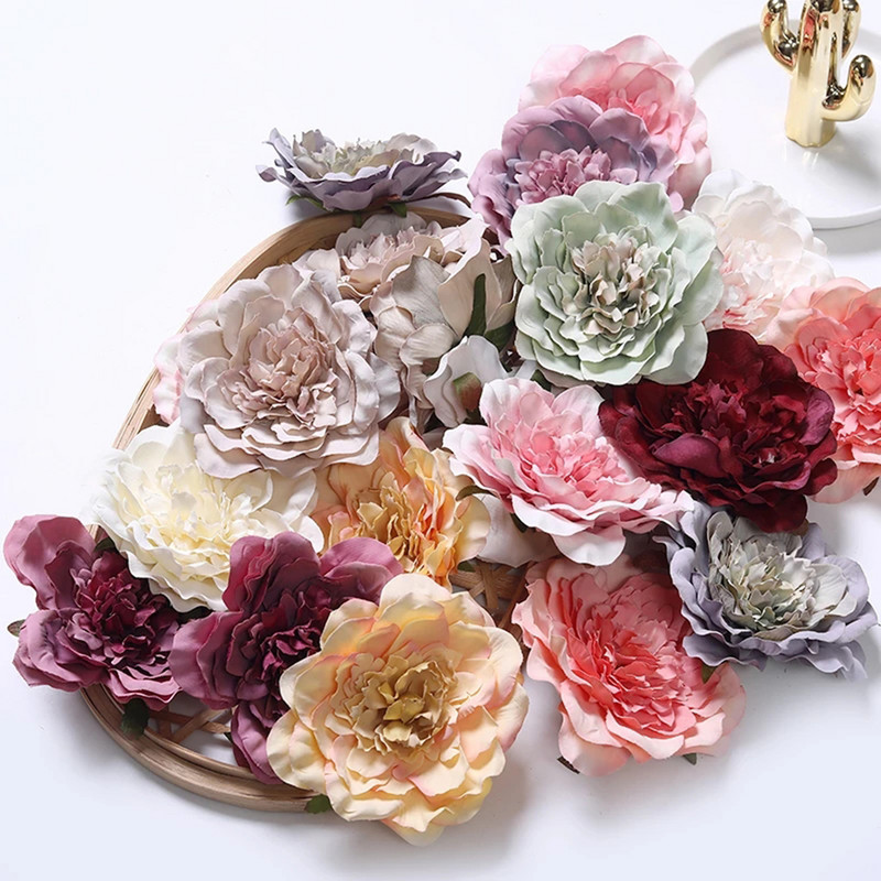5Gb Augstas kvalitātes 10cm zīda peonijas galva kāzu līgavu aksesuāri DIY dāvanu kastītes ballīte Mājas Ziemassvētku dekors Mākslīgais zieds
