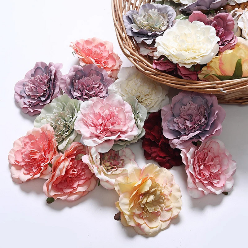 5Gb Augstas kvalitātes 10cm zīda peonijas galva kāzu līgavu aksesuāri DIY dāvanu kastītes ballīte Mājas Ziemassvētku dekors Mākslīgais zieds