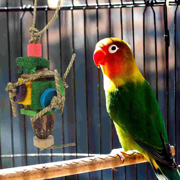 Играчка за дъвчене на папагал Голяма птица Дъвчеща Висящи малки клетки Папагалчета Дървени забавни деликатни