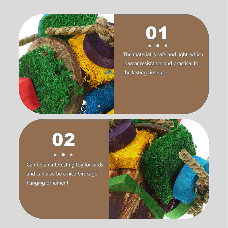 Papagaiļa košļājamā rotaļlieta, liels putns, košļājams, piekārts, mazs būris, koka papagailis, jocīgs, smalks