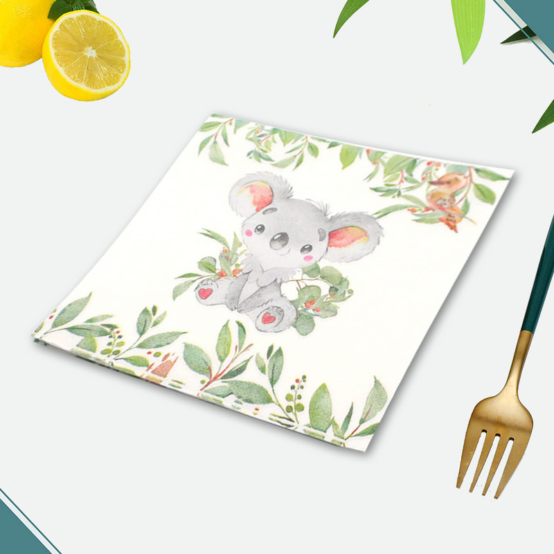 Karikatūras stila koala lāču komplekts Džungļu safari vakariņas Papīra krūzes Šķīvji Salvetes Dzimšanas dienas svinību galda komplekts Piederumi Bērnu duša