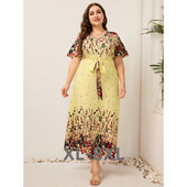 Liela izmēra 2023. gada modes vasaras 3xl 4xl 5xl v kakla kleitas Eleganta ziedu Boho kleita Streetwear kleita 3xl 4xl 5xl 6xl