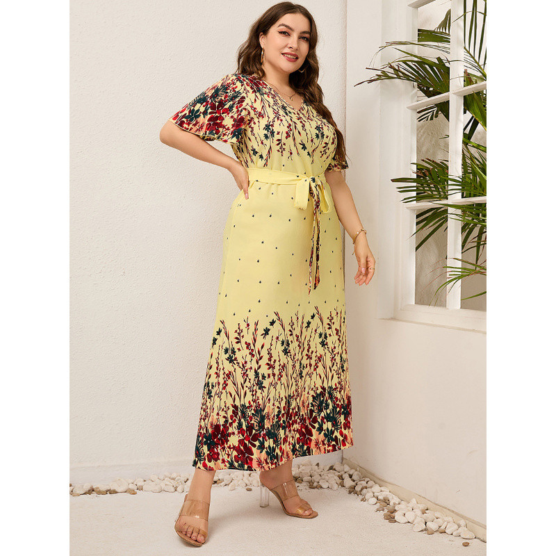 Liela izmēra 2023. gada modes vasaras 3xl 4xl 5xl v kakla kleitas Eleganta ziedu Boho kleita Streetwear kleita 3xl 4xl 5xl 6xl