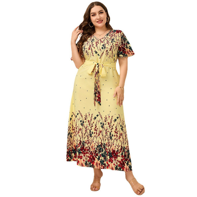 Liela izmēra 2023. gada modes vasaras 3xl 4xl 5xl v kakla kleitas Eleganta ziedu Boho kleita Streetwear kleita 3xl 4xl 5xl 6xl