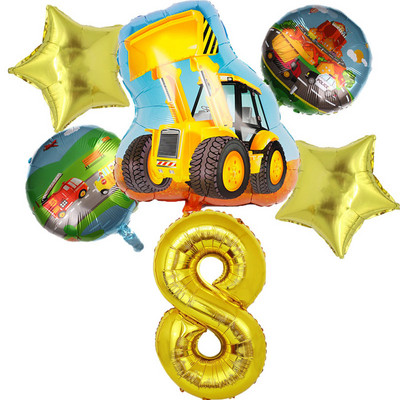 6gab Celtniecības motīvs Dzimšanas dienu ballītes Vienreizlietojamie trauki zēniem Dzimšanas dienas noformējums Karikatūra Auto ballītes Baloni Šķīvji