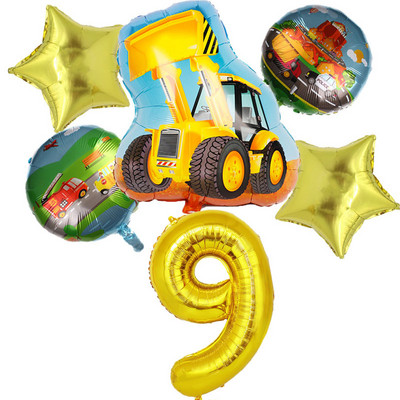 6gab Celtniecības motīvs Dzimšanas dienu ballītes Vienreizlietojamie trauki zēniem Dzimšanas dienas noformējums Karikatūra Auto ballītes Baloni Šķīvji