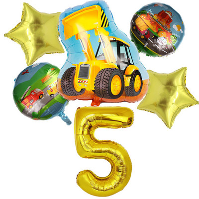 6gab Celtniecības motīvs Dzimšanas dienu ballītes Vienreizlietojamie trauki zēniem Dzimšanas dienas noformējums Karikatūra Auto ballītes Baloni Šķīvji