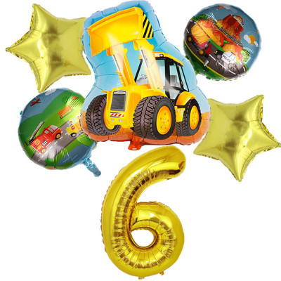 6gab Celtniecības motīvs Dzimšanas dienu ballītes Vienreizlietojamie trauki zēniem Dzimšanas dienas noformējums Karikatūra Auto ballītes Baloni Šķīvji