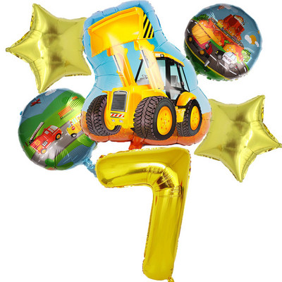 6gab Celtniecības motīvs Dzimšanas dienu ballītes Vienreizlietojamie trauki zēniem Dzimšanas dienas noformējums Karikatūra Auto ballītes Baloni Šķīvji