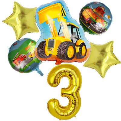 6gab Celtniecības motīvs Dzimšanas dienu ballītes Vienreizlietojamie trauki zēniem Dzimšanas dienas noformējums Karikatūra Auto ballītes Baloni Šķīvji