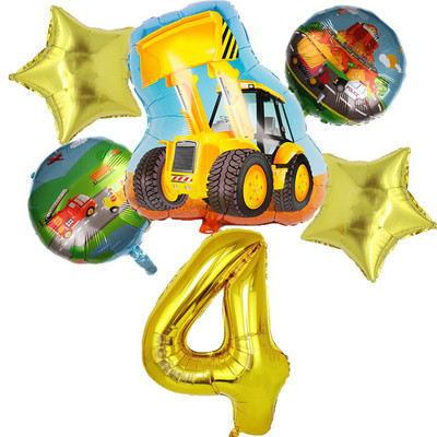 6gab Celtniecības motīvs Dzimšanas dienu ballītes Vienreizlietojamie trauki zēniem Dzimšanas dienas noformējums Karikatūra Auto ballītes Baloni Šķīvji