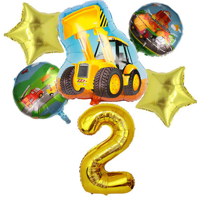 6gab Celtniecības motīvs Dzimšanas dienu ballītes Vienreizlietojamie trauki zēniem Dzimšanas dienas noformējums Karikatūra Auto ballītes Baloni Šķīvji