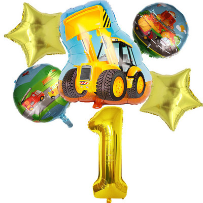 6gab Celtniecības motīvs Dzimšanas dienu ballītes Vienreizlietojamie trauki zēniem Dzimšanas dienas noformējums Karikatūra Auto ballītes Baloni Šķīvji