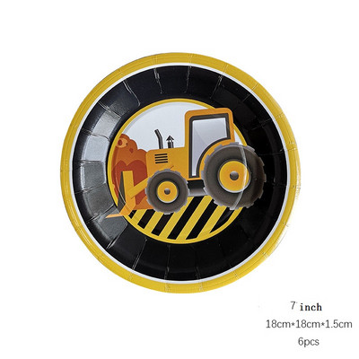 6gab Celtniecības motīvs Dzimšanas dienu ballītes Vienreizlietojamie trauki zēniem Dzimšanas dienas noformējums Karikatūra Auto ballītes Baloni Šķīvji