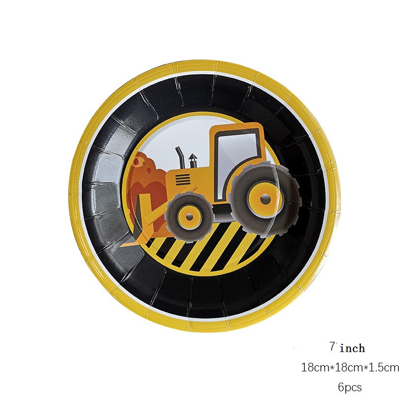 6gab Celtniecības motīvs Dzimšanas dienu ballītes Vienreizlietojamie trauki zēniem Dzimšanas dienas noformējums Karikatūra Auto ballītes Baloni Šķīvji