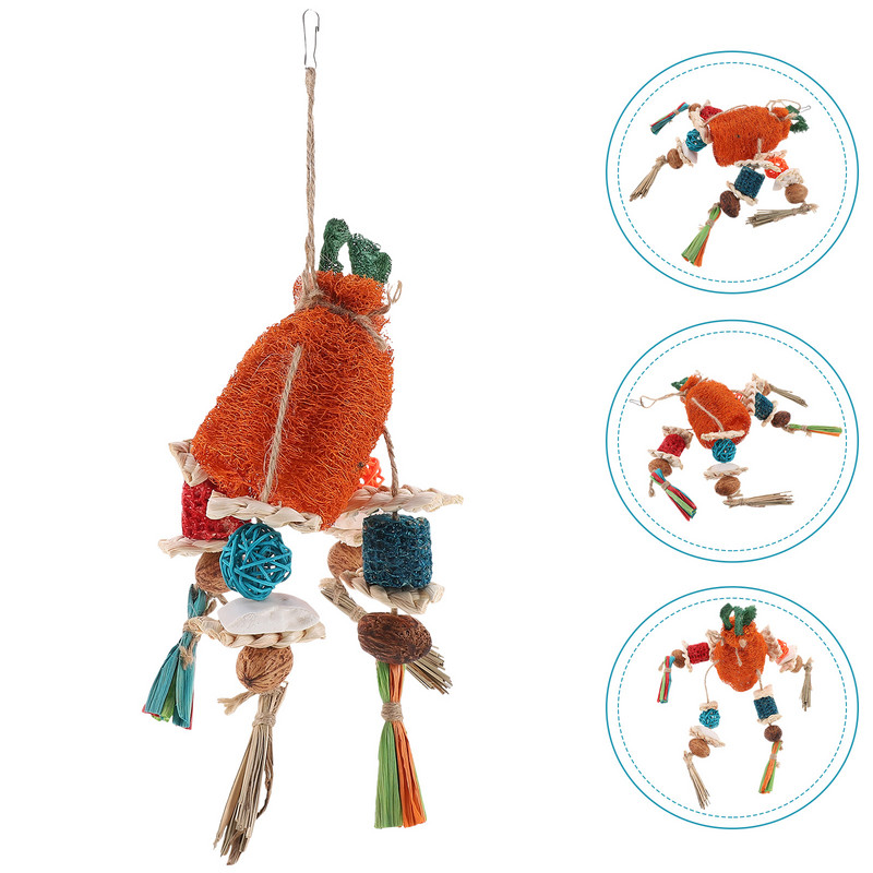 Putnu košļājama papagaiļa rotaļlieta papagaiļa būris mājdzīvnieku lufa sūklis košļājamās šūpoles papagailis līdzsvara vilciens