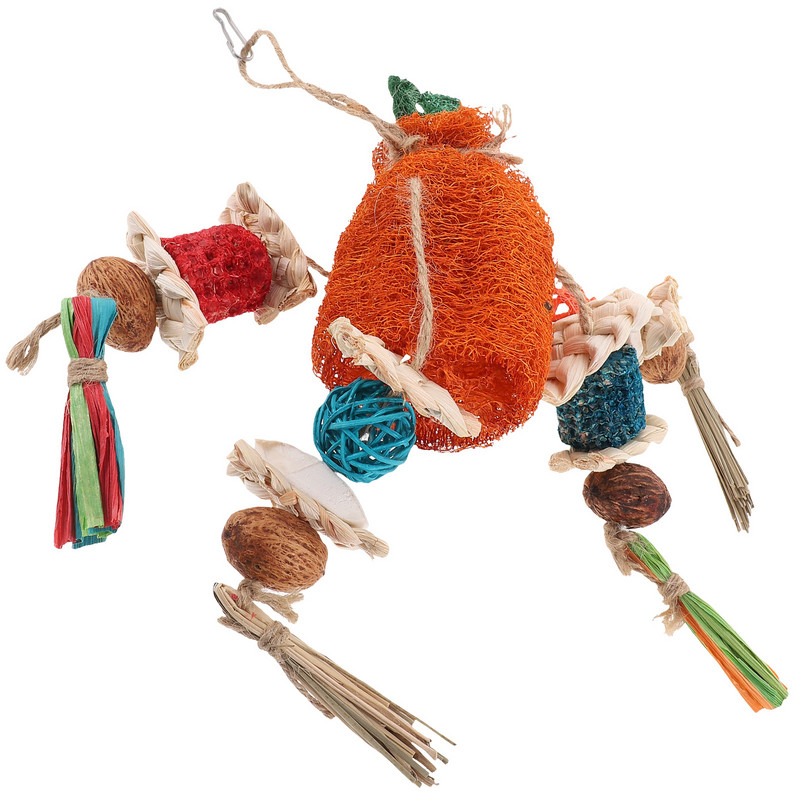 Putnu košļājama papagaiļa rotaļlieta papagaiļa būris mājdzīvnieku lufa sūklis košļājamās šūpoles papagailis līdzsvara vilciens