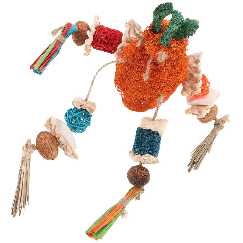 Putnu košļājama papagaiļa rotaļlieta papagaiļa būris mājdzīvnieku lufa sūklis košļājamās šūpoles papagailis līdzsvara vilciens